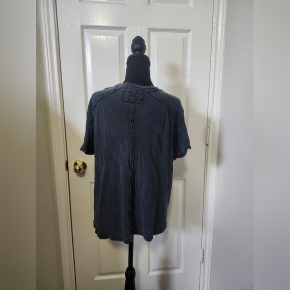 Free People We The Free Slate Blue Ribbed Riley Short Sleeve Tee XS - Picture 10 of 13